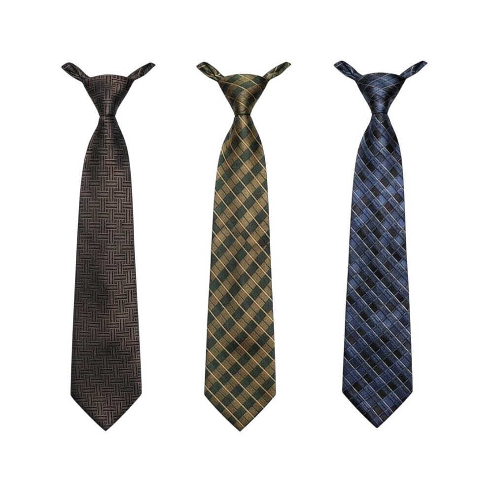 Mens Necktie Bundle Lot of 3 Geometric Pattern Business Career Ties 57 Inch